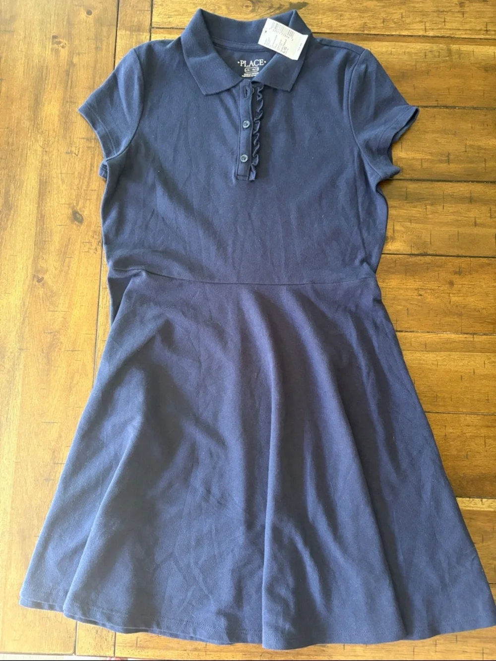 The Children's Place Girls Navy Polo Uniform Dress with Short Sleeves Large NWT - Picture 2 of 3